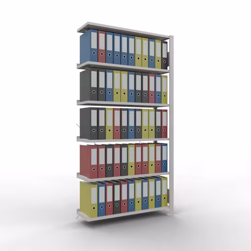 Scaffale sopraelevato, scaffale per ufficio, sistema a innesto MULTIplus85, 2000 x 1000 x 300 mm (AxLxP), 6 ripiani, traversa, con listello di arresto, grigio chiaro della marca Schulte Lagertechnik dal programma scaffali per ufficio
