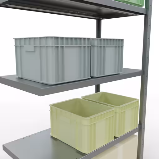 Scaffali aggiuntivi, scaffali, sistema a innesto MULTIplus250, 2000 x 1000 x 500 mm (AxLxP), 5 ripiani, barre longitudinali, zincato di Schulte Lagertechnik della categoria Sistemi a innesto