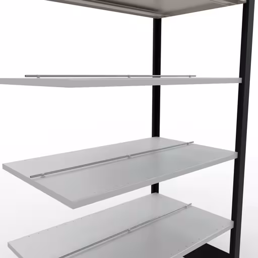 Produktbild Nr 13 des Artikels Anbauregal, Büro-Fachbodenregal Stecksystem MULTIplus150, 2000 x 1000 x 600 mm (HxBxT), 6 Fachböden, Längenriegel, mit Mittelanschlag, schwarz/lichtgrau Abbildung Nr 13 des Artikels Anbauregal, Büro-Fachbodenregal Stecksystem MULTIplus150, 2000 x 1000 x 600 mm (HxBxT), 6 Fachböden, Längenriegel, mit Mittelanschlag, schwarz/lichtgrau aus der Produktgruppe Büroregale von der Marke Schulte Lagertechnik