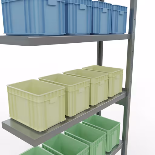 Scaffali aggiuntivi, scaffali, sistema a innesto MULTIplus330, 2500 x 1000 x 300 mm (AxLxP), 6 ripiani, barre longitudinali, zincato di Schulte Lagertechnik della categoria Sistemi a innesto