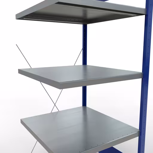 Rayonnage supplémentaire, étagère, système enfichable MULTIplus250, 2000 x 750 x 800 mm, 5 étagères, traverse, RAL 5010 bleu gentiane/galvanisé/galvanisé de Schulte Lagertechnik de la catégorie des systèmes enfichables