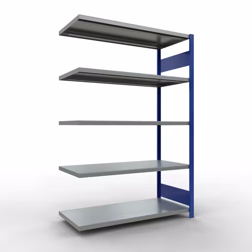 Abbildung Nr 8 des Artikels Anbauregal, Fachbodenregal Stecksystem MULTIplus250, 2000 x 1300 x 600 mm (HxBxT), 5 Fachböden, Längenriegel, RAL 5010 enzianblau/verzinkt aus der Produktgruppe Stecksystem von der Marke Schulte Lagertechnik