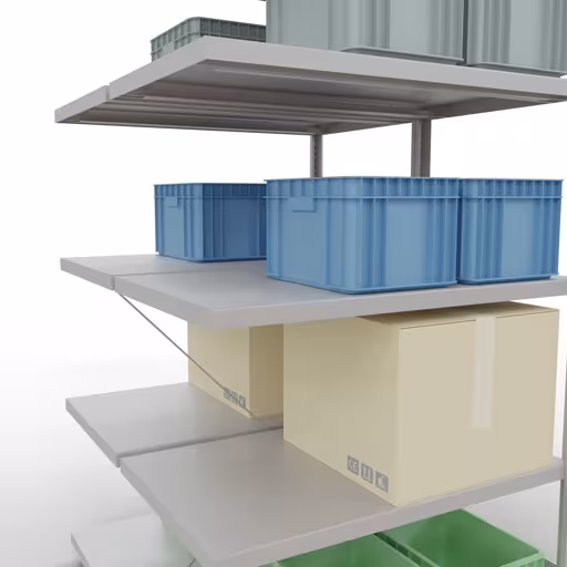 Une autre vue de l'article, étagère double, système d'étagères MULTIplus250, 2000 x 1000 x (2x600) mm, 2x5 étagères, gris clair RAL 7035 de la catégorie étagère