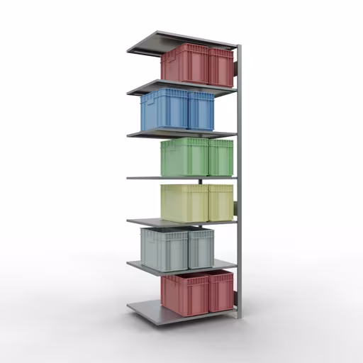 Scaffali aggiuntivi, scaffali, sistema a innesto MULTIplus150, 3000 x 1000 x 800 mm (AxLxP), 7 ripiani, barre longitudinali, zincato di Schulte Lagertechnik della categoria Sistemi a innesto