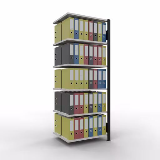 , étagère de bureau, système enfichable MULTIplus150, 2000 x 750 x 600 mm, 6 étagères, barres de longueur, noir/gris clair de Schulte Lagertechnik sous la référence 111101. 36045-S