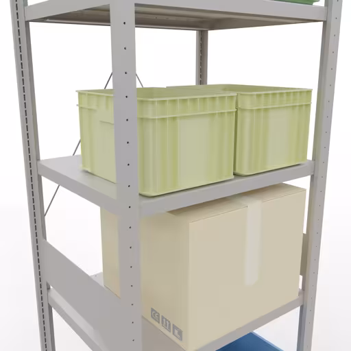 Figura n. 10 dell'articolo scaffale base, scaffale, sistema a innesto MULTIplus250, 3000 x 750 x 600 mm (AxLxP), 7 ripiani, traversa, RAL 7035 grigio chiaro del gruppo di prodotti sistema a innesto della marca Schulte Lagertechnik