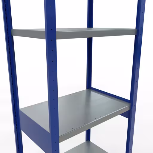 Étagère de base, étagère, système enfichable MULTIplus250, 3000 x 750 x 500 mm, 7 étagères, RAL 5010 bleu gentiane/galvanisé/galvanisé de Schulte Lagertechnik avec le numéro d'article. 12952-75-LR-B