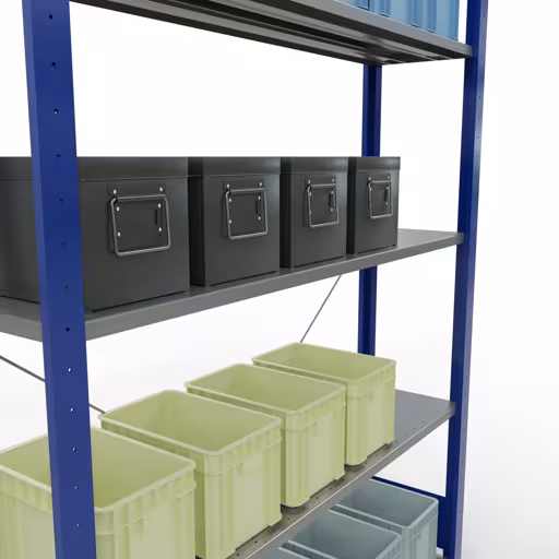 Étagère de base, étagère, système enfichable MULTIplus150, 2000 x 1300 x 300 mm, 5 étagères, traverse, RAL 5010 bleu gentiane/galvanisé de la marque Schulte Lagertechnik de la gamme de produits du système enfichable