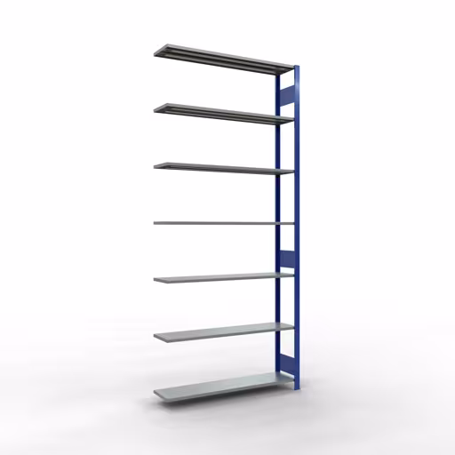 Scaffali aggiuntivi, scaffali, sistema a innesto MULTIplus150, 3000 x 1300 x 300 mm (AxLxP), 7 ripiani, barre longitudinali, RAL 5010 blu genziana/zincato di Schulte Lagertechnik della categoria Sistemi a innesto