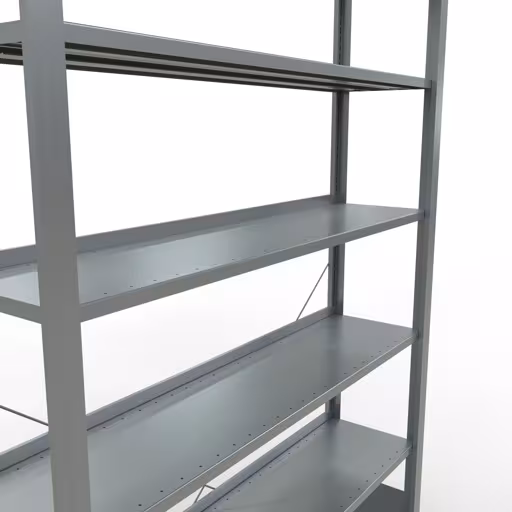 Figura n. 11 dell'articolo Scaffale base, scaffale per ufficio sistema a innesto MULTIplus85, 2300 x 1300 x 300 mm (AxLxP), 7 ripiani, traversa, zincato, con barra di arresto del gruppo di prodotti Scaffali per ufficio della marca Schulte Lagertechnik