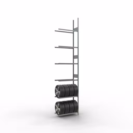 Immagine del prodotto n. 12 dell'articolo Scaffale aggiuntivo, portaruote/pneumatici, 4500 x 1000 x 400 mm, zincato, 6 livelli di stoccaggio con carico dello scomparto di 150 kg per livello Figura n. 12 dell'articolo scaffale aggiuntivo, scaffale per ruote/pneumatici, 4500 x 1000 x 400 mm, zincato, 6 livelli di stoccaggio dal gruppo di prodotti scaffali della marca Schulte Lagertechnik