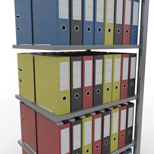 Figure n° 9 de l'article étagère complémentaire, étagère de bureau, système enfichable MULTIplus150, 2000 x 750 x 600 mm, 6 étagères, galvanisées, avec butée centrale de la gamme d'étagères de bureau de Schulte Lagertechnik