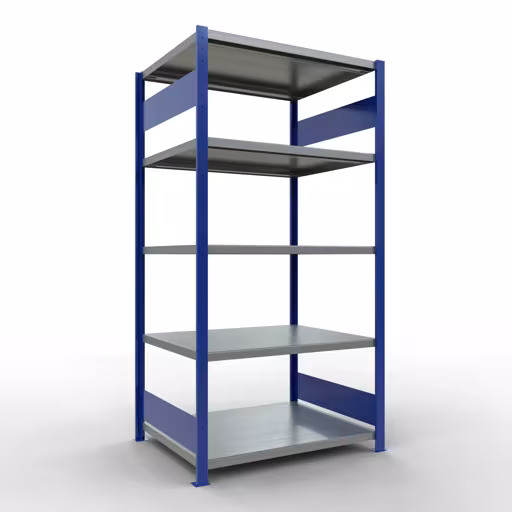 Figura n. 13 dell'articolo scaffale base, scaffale, sistema a innesto MULTIplus250, 2000 x 1000 x 800 mm (AxLxP), 5 ripiani, barre longitudinali, RAL 5010 blu genziana/zincato del gruppo di prodotti sistema a innesto della marca Schulte Lagertechnik