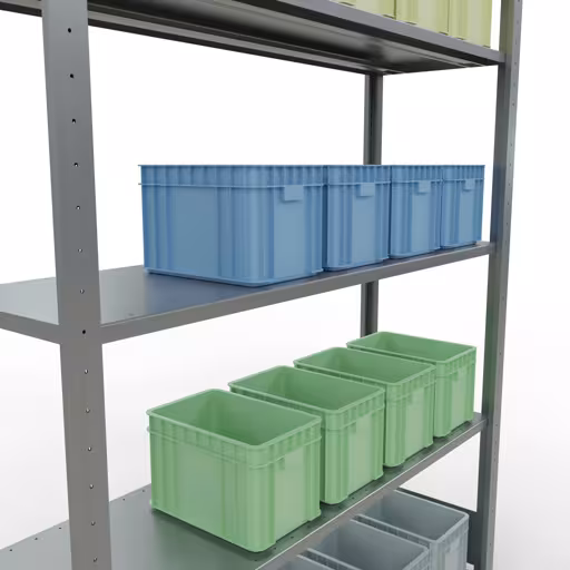 Étagère de base, étagère, système enfichable MULTIplus150, 2000 x 1300 x 400 mm, 5 étagères, barres de longueur, galvanisées de la catégorie d'étagères de base avec le GTIN 4004514279972 Étagère de base, étagère, système enfichable MULTIplus150, 2000 x 1300 x 400 mm, 5 étagères, galvanisée de Schulte Lagertechnik de la gamme de produits du système enfichable