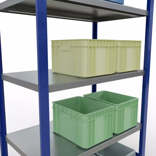 Immagine del prodotto n. 15 dell'articolo scaffale base, scaffale, sistema a innesto MULTIplus330, 2000 x 1000 x 600 mm (AxLxP), 5 ripiani, barre longitudinali, RAL 5010 blu genziana/zincato Figura n. 15 dell'articolo scaffale base, scaffale, sistema a innesto MULTIplus330, 2000 x 1000 x 600 mm (AxLxP), 5 ripiani, barre longitudinali, RAL 5010 blu genziana/zincato del gruppo di prodotti sistema a innesto della marca Schulte Lagertechnik