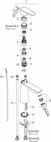 Hansgrohe Mitigeur monocommandé pour lavabo 110 TALIS E diamètre nominal 15 CoolStart avec garniture G 1 1/4 pouce chromé