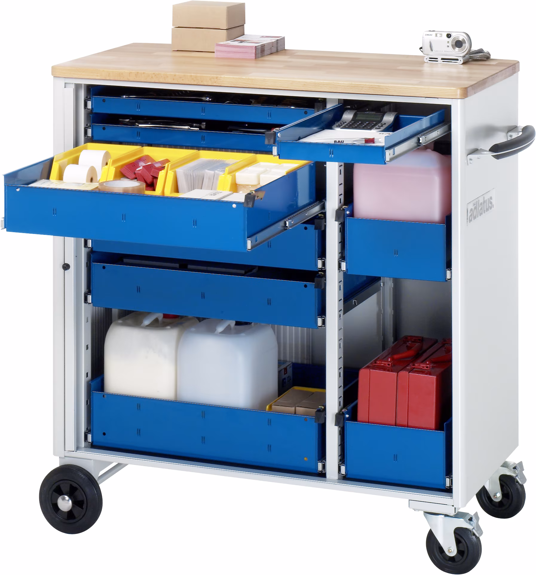 Werkzeugwagen 10850, B1025xT520xH1080mm, 9xSchublade-VA, Buche-Top-25mm von Rau Werkzeugwagen aus der Kategorie Ordnungssysteme & Werkstattwagen mit der Artikelnr. 02-10850B.11
