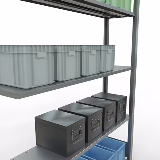 Rayonnage supplémentaire, rayonnage à étagères, système enfichable MULTIplus150, 2000 x 1300 x 300 mm, 5 étagères, barre de longueur, galvanisé avec réf. 12735-130-LR , Étagère MULTIplus150 système enfichable, 2000 x 1300 x 300 mm, 5 étagères, galvanisée de Schulte Lagertechnik de la catégorie système enfichable