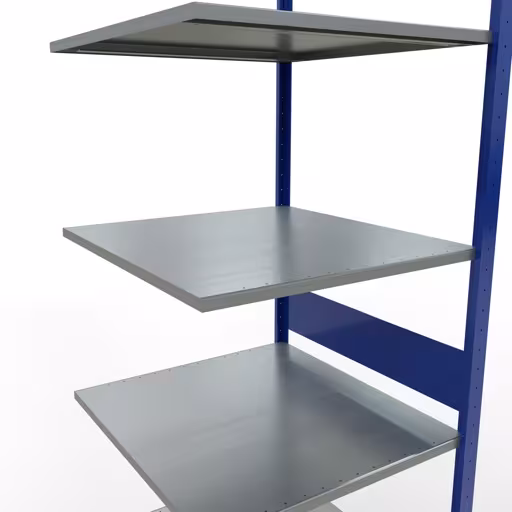 Rayonnage supplémentaire, rayonnage à étagères, système enfichable MULTIplus150, 3000 x 750 x 800 mm, 7 étagères, barres de longueur, RAL 5010 bleu gentiane/galvanisé/galvanisé avec le GTIN 4004514281685 Rayonnage supplémentaire, rayonnage à étagères, système enfichable MULTIplus150, 3000 x 750 x 800 mm, 7 étagères, RAL 5010 bleu gentiane/galvanisé/galvanisé de Schulte Lagertechnik avec le réf. 12787-75-LR-B