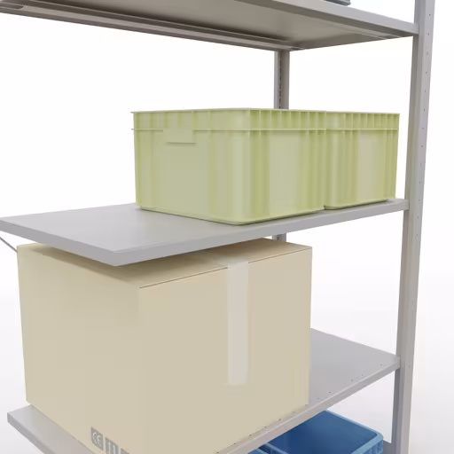 Image du produit n° 14 de l'article Rayonnage complémentaire, rayonnage à étagères, système enfichable MULTIplus85, 2000 x 1000 x 500 mm (HxLxP), 5 étagères, traverse, RAL 7035 gris clair Figure n° 14 de l'article étagère complémentaire, étagère à étagères, système enfichable MULTIplus85, 2000 x 1000 x 500 mm, 5 étagères, traverse, RAL 7035 gris clair du groupe de produits système enfichable de la marque Schulte Lagertechnik