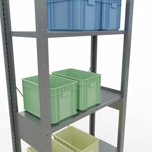 Immagine del prodotto n. 8 dell'articolo scaffale base, scaffale, sistema a innesto MULTIplus150, 2500 x 750 x 300 mm (AxLxP), 6 ripiani, traversa, zincato dalla gamma di prodotti del sistema a innesto della marca Schulte Lagertechnik