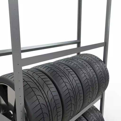 Image supplémentaire de l'article Etagère Basic, étagère pour roues/pneus, 2750 x 1300 x 400 mm, galvanisée, 4 niveaux de stockage du stockage de pièces automobiles
