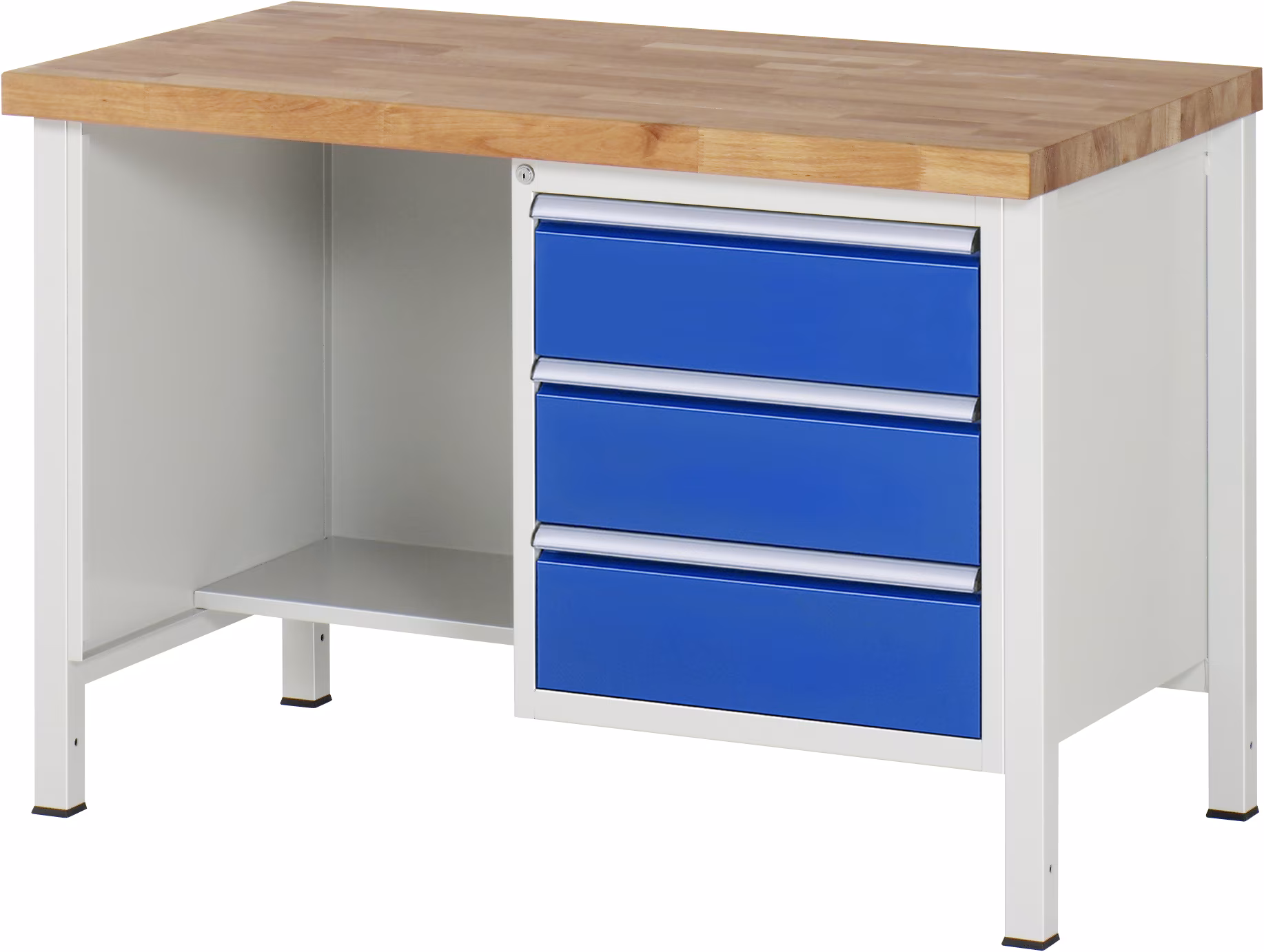 Banco da lavoro regolabile in altezza 8452A2, L1250xP700xA840-1040mm, 3 cassetti con estrazione parziale di Rau Banco da lavoro regolabile in altezza 8452A2 dalla categoria Banchi da lavoro con il numero di articolo 03-8452A2-127B4H.11