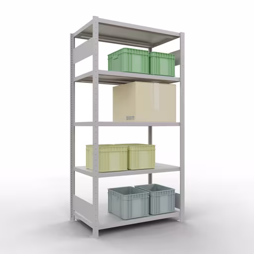 Étagère de base, étagère, système enfichable MULTIplus330, 2000 x 1000 x 600 mm, 5 étagères, gris clair RAL 7035 de Schulte Lagertechnik de la gamme de produits du système enfichable