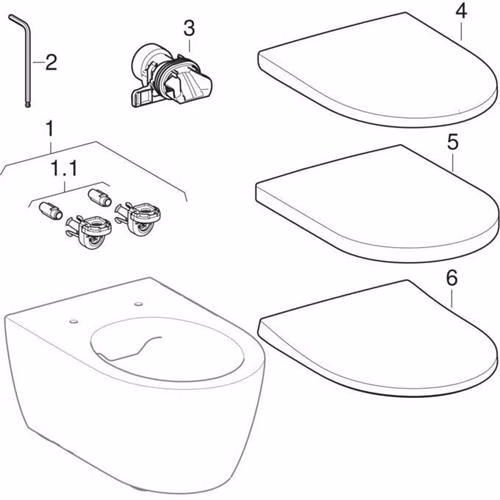 Geberit iCon, WC suspendu, chasse d'eau basse position, Rimfree forme fermée, profondeur : 53cm, blanc
