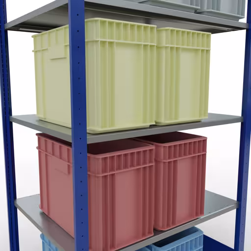 Étagère de base, étagère, système enfichable MULTIplus150, 2000 x 1000 x 800 mm, 5 étagères, RAL 5010 bleu gentiane/galvanisé de Schulte Lagertechnik de la catégorie système enfichable