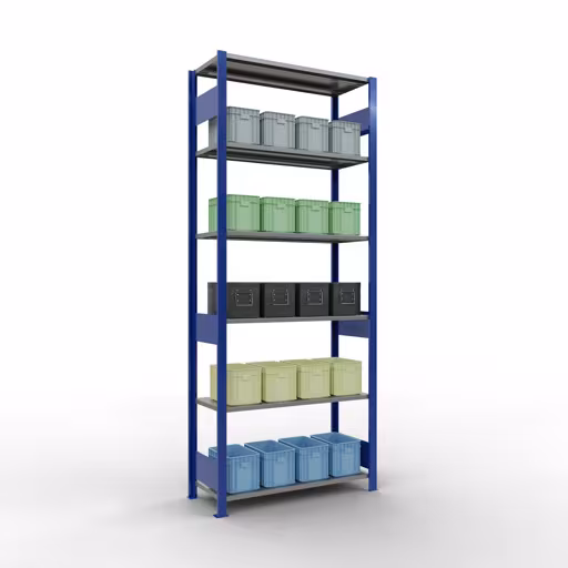 Figure n° 12 de l'article étagère de base, système d'étagères enfichables MULTIplus85, 2500 x 1000 x 400 mm, 6 étagères, RAL 5010 bleu gentiane du groupe de produits système enfichable de la marque Schulte Lagertechnik