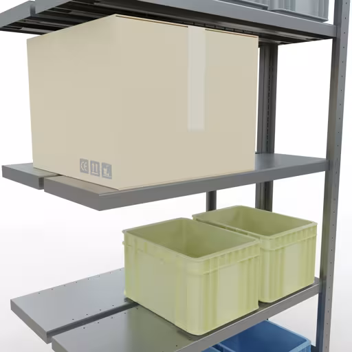 Image du produit n° 8 de l'article étagère supplémentaire, étagère double, système enfichable MULTIplus250, 2000 x 1000 x (2x300) mm, 2x5 étagères, galvanisées de la gamme d'étagères pour étagères de la marque Schulte Lagertechnik