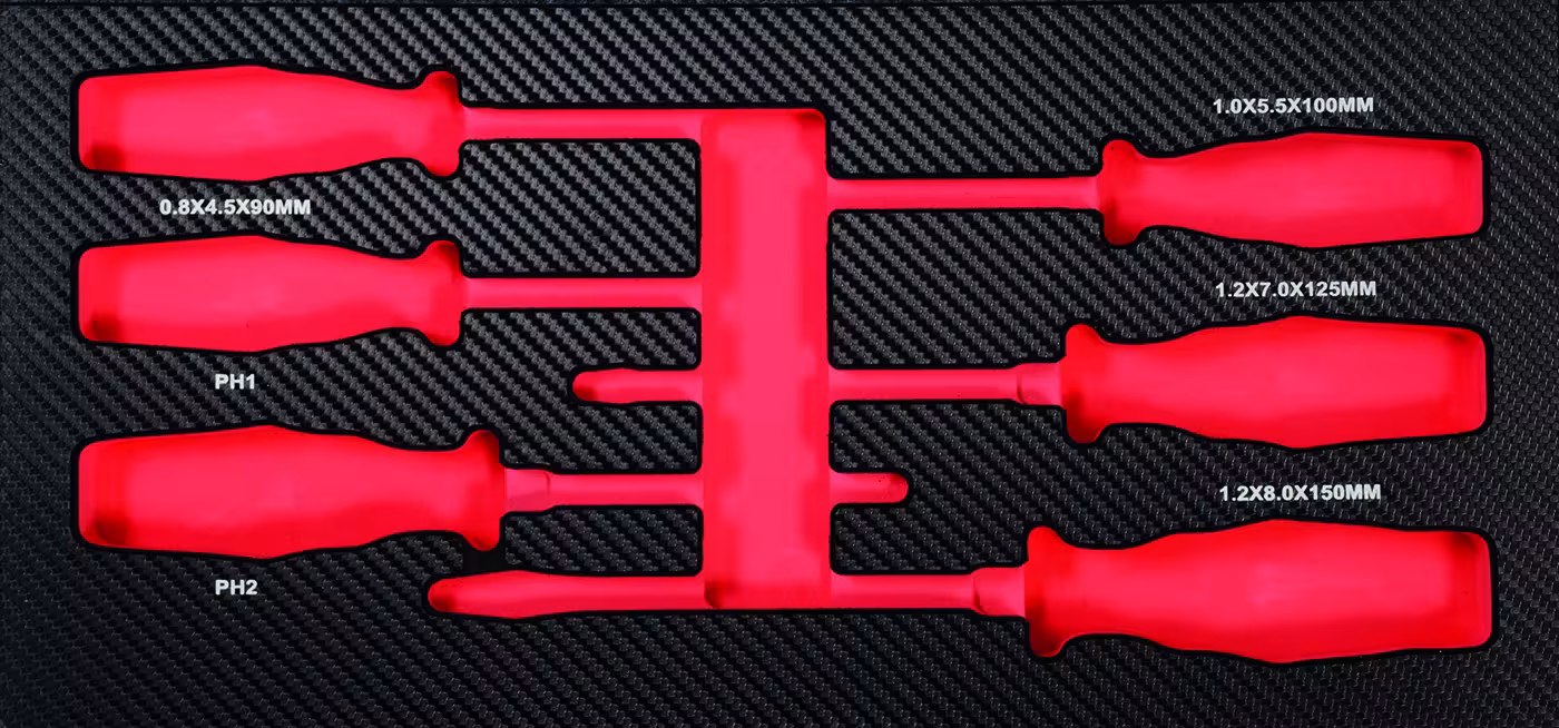 Insert vide pour 6 tournevis de PROJAHN Tournevis à embout avec capuchon impact pour vis Phillips PH et vis à fente, systèmes d'organisation et chariots d'atelier, réf. 5999-06E