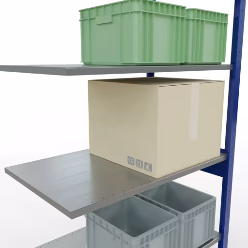 Figure n° 13 de l'article étagère complémentaire, étagère à étagères, système enfichable MULTIplus85, 2500 x 1000 x 600 mm, 6 étagères, RAL 5010 bleu gentiane du groupe de produits système enfichable de la marque Schulte Lagertechnik