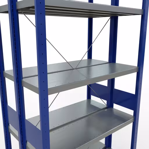 Scaffale base, scaffale doppio, sistema di scaffali MULTIplus250, 3000 x 1000 x (2x300) mm (AxLxP), 2x7 ripiani, traversa, blu genziana di Schulte Lagertechnik con l'articolo n. 32132-G-B