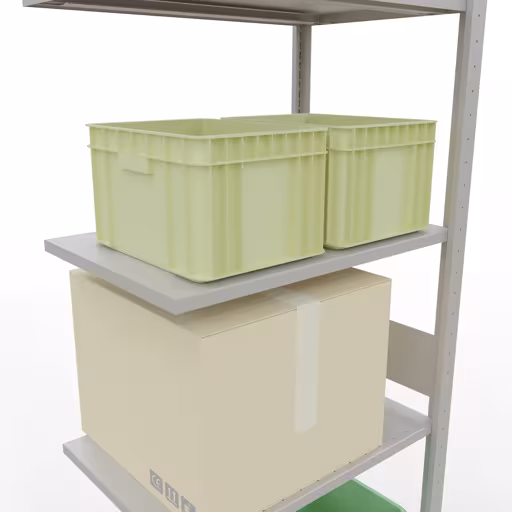 Représentation supplémentaire de l'article Tablette complémentaire, étagère, système enfichable MULTIplus150, 3000 x 750 x 500 mm, 7 tablettes, RAL 7035 gris clair à partir de la tablette complémentaire