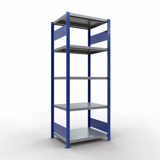 Étagère de base, étagère, système enfichable MULTIplus250, 2000 x 750 x 600 mm, 5 étagères, RAL 5010 bleu gentiane/galvanisé/galvanisé de Schulte Lagertechnik de la gamme de produits du système enfichable