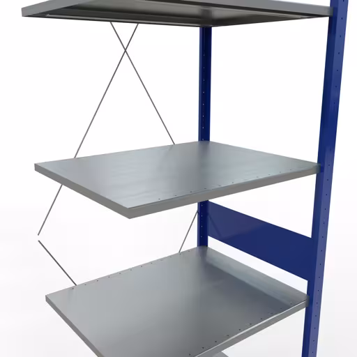 Rayonnage supplémentaire, étagère, système enfichable MULTIplus150, 3000 x 750 x 600 mm (HxLxP), 7 étagères, traverse, RAL 5010 bleu gentiane/galvanisé/galvanisé avec le GTIN 4004514281173 Rayonnage supplémentaire, rayonnage à étagères, système enfichable MULTIplus150, 3000 x 750 x 600 mm, 7 étagères, traverse, RAL 5010 bleu gentiane/galvanisé/galvanisé de Schulte Lagertechnik avec le numéro d'article : 12767-75-B