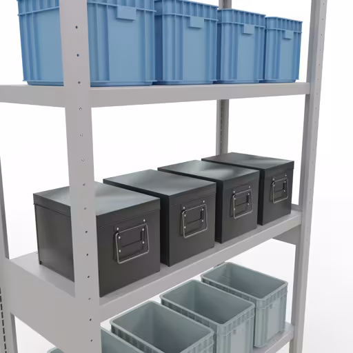 Figure n° 14 de l'article étagère de base, étagère, système enfichable MULTIplus330, 2500 x 1000 x 400 mm, 6 étagères, RAL 7035 gris clair du groupe de produits système enfichable de Schulte Lagertechnik