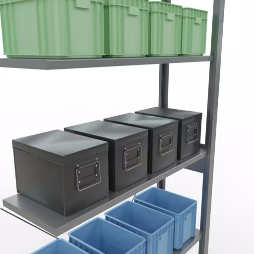 Image du produit n° 16 de l'article Rayonnage complémentaire, rayonnage à étagères, système enfichable MULTIplus85, 2500 x 1000 x 300 mm (HxLxP), 6 étagères, traverse, galvanisé Figure n° 16 de l'article étagère complémentaire, étagère à étagères, système enfichable MULTIplus85, 2500 x 1000 x 300 mm, 6 étagères, traverse, galvanisée du groupe de produits système enfichable de la marque Schulte Lagertechnik