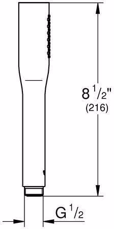 Technische Zeichnung 3977761 Doccetta GROHE Euphoria C Stick 27400 1 tipo di getto 8 l/min cromo