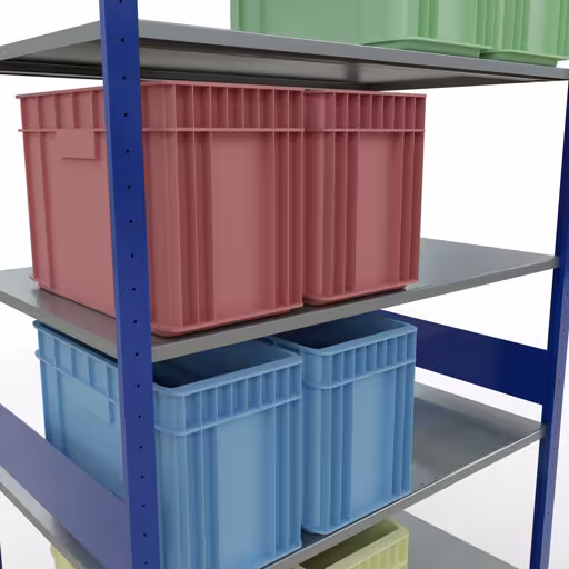Image du produit n° 7 de l'article étagère de base, système enfichable MULTIplus150, 3000 x 1300 x 800 mm, 7 étagères, RAL 5010 bleu gentiane/galvanisé de la gamme de produits système enfichable de la marque Schulte Lagertechnik