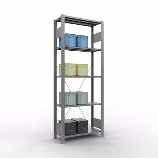 Une autre vue de l'article étagère de base, étagère à étagères, système enfichable MULTIplus150, 2000 x 750 x 300 mm, 5 étagères, galvanisé de la catégorie système enfichable