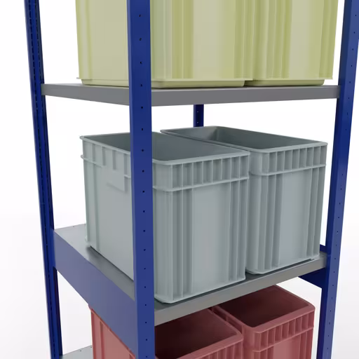 Figura n. 15 dell'articolo scaffale base, sistema a innesto per scaffale MULTIplus250, 3000 x 750 x 800 mm, 7 ripiani, RAL 5010 blu genziana/zincato/zincato del gruppo di prodotti sistema a innesto della marca Schulte Lagertechnik
