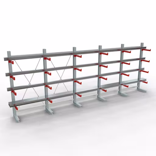 Figure n° 9 de l'article Rayonnage complet K 3000, unilatéral, 2500 x 6500 x 500 mm, RAL 7001 / RAL 3000, 5 niveaux de stockage du groupe de produits rayonnages cantilever de Schulte Lagertechnik