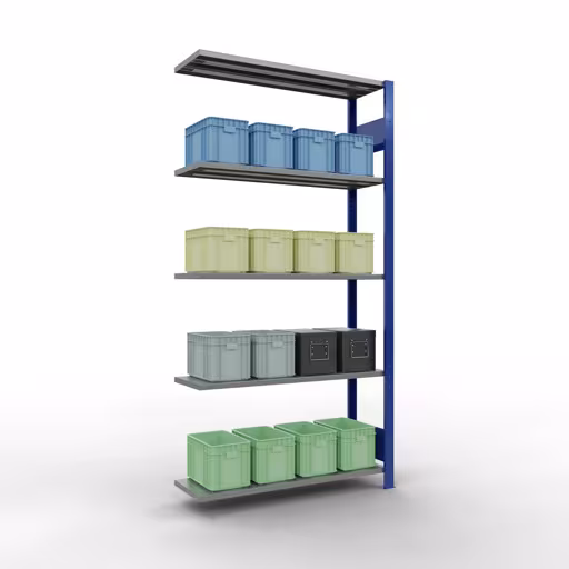 Figura n. 13 dell'articolo scaffale aggiuntivo, scaffale, sistema a innesto MULTIplus85, 2000 x 1000 x 300 mm, 5 ripiani, RAL 5010 blu genziana del gruppo di prodotti sistema a innesto della marca Schulte Lagertechnik