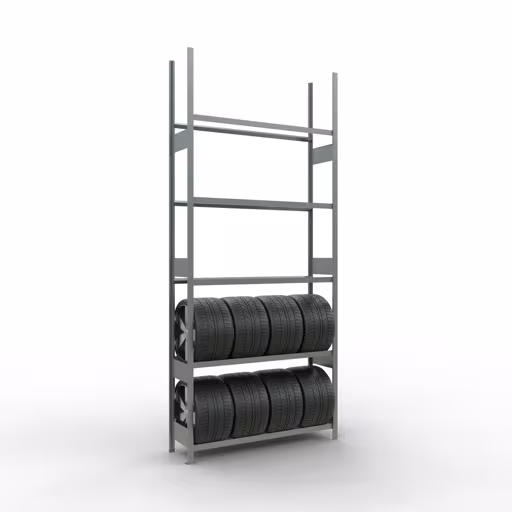 Figura n. 7 dell'articolo scaffale base, scaffale per ruote/pneumatici, 3500 x 1500 x 400 mm, zincato, 5 livelli di stoccaggio con carico del ripiano di 150 kg per livello dal gruppo di prodotti degli scaffali a ripiani della marca Schulte Lagertechnik