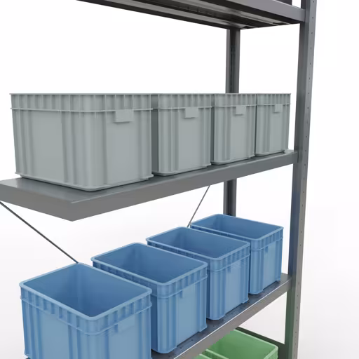Immagine aggiuntiva dell'articolo Ripiano aggiuntivo, ripiano per ripiano, sistema a innesto MULTIplus330, 2000 x 1000 x 300 mm (AxLxP), 5 ripiani, traversa, zincato da ripiano aggiuntivo