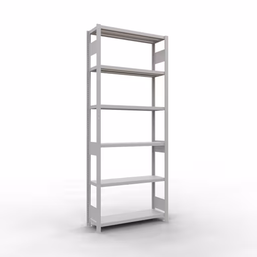 Figura n. 8 dell'articolo scaffale base, scaffale, sistema a innesto MULTIplus250, 2500 x 1000 x 300 mm (AxLxP), 6 ripiani, barre longitudinali, RAL 7035 grigio chiaro del gruppo di prodotti sistema a innesto della marca Schulte Lagertechnik