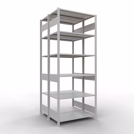 Grundregal, Doppelregal, Fachbodenregal Stecksystem MULTIplus150, 2500 x 1000 x (2x500) mm (HxBxT), 2x6 Fachböden, Längenriegel, RAL 7035 lichtgrau von der Marke Schulte Lagertechnik Grundregal, Doppelregal, Fachbodenregal Stecksystem MULTIplus150, 2500 x 1000 x (2x500) mm (HxBxT), 2x6 Fachböden, Längenriegel, RAL 7035 lichtgrau aus der Kategorie Doppelregale mit der Artikelnummer 33151